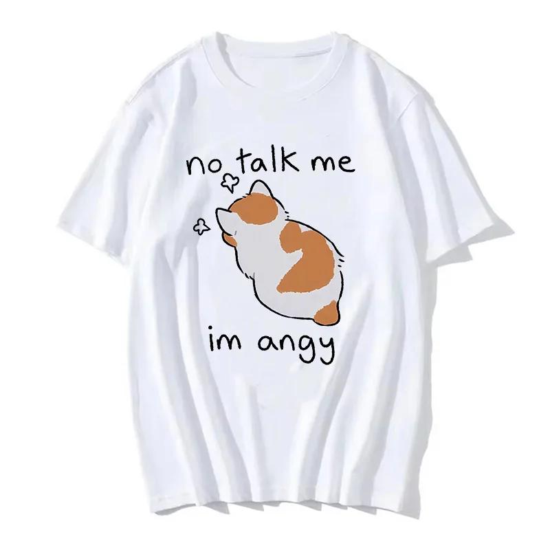 90s Women T Shirt Korean Version Cartoon Cat Group Printed T-Shirt Casual Short Sleeve Couples T-Shirt Funny Cat Streetwear