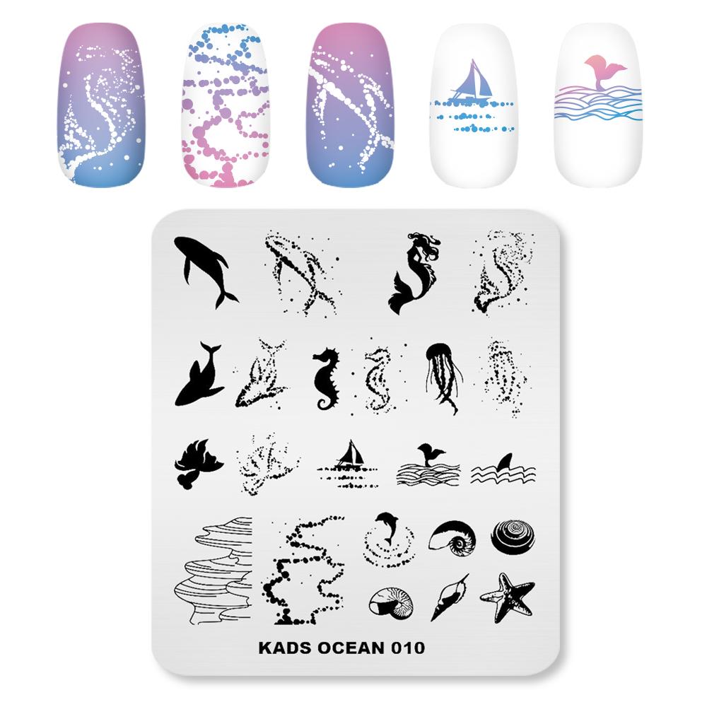 kads Ozean 010 Nagelstempelplatte Wal Seestern Muschel Strand Muster Nail Art Stamping Platten Maniküre Vorlage