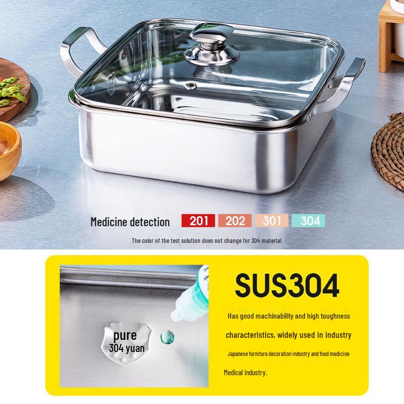 Maidekai čtvercový horký hrnec z nerezové oceli 304 s víkem