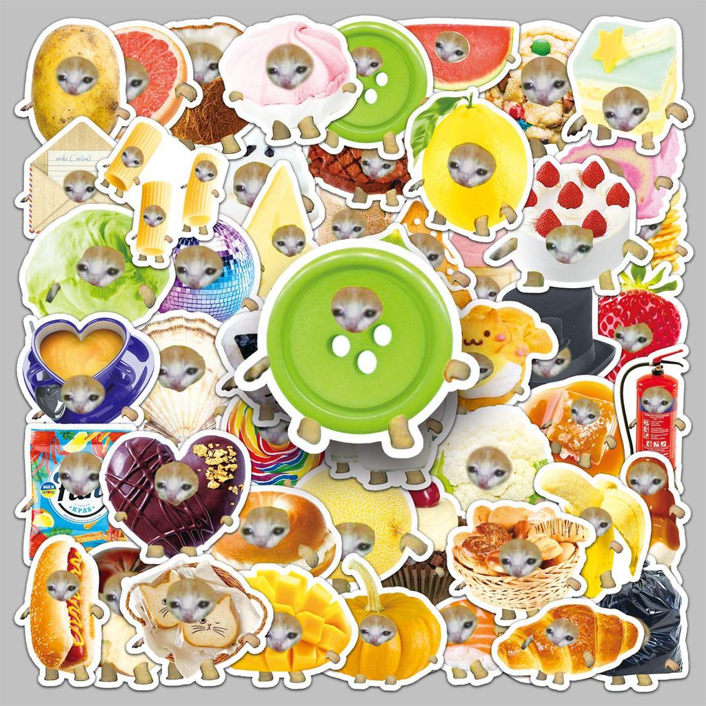 Niedliches wasserfestes Katzenkopf-Sticker-Paket - 50 Cartoon-Kätzchen-Emoticons zur Dekoration
