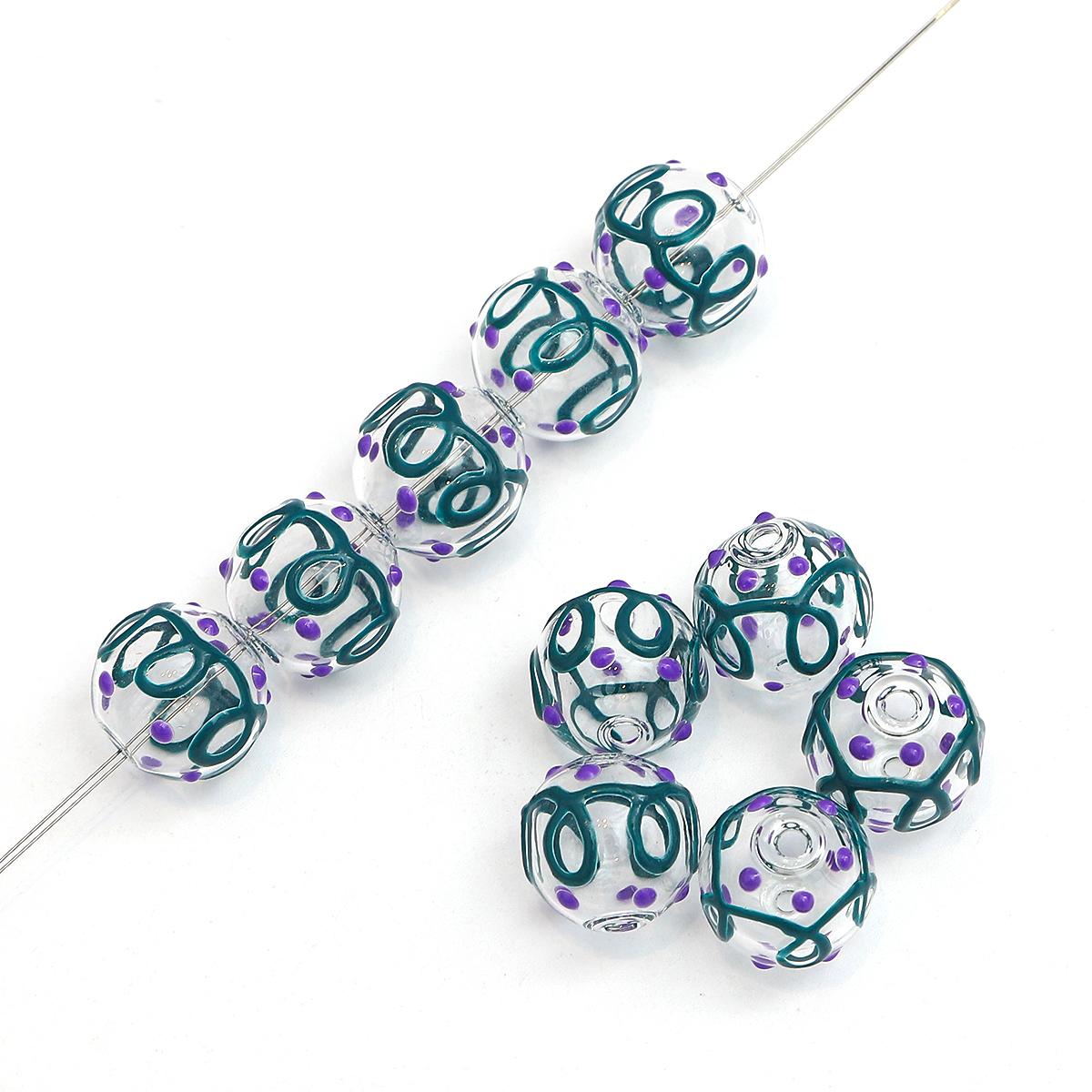 

14 мм ручная работа полые стеклянные бусины лампворк круглые шармы для эолийских ветряных колокольчиков ювелирные изделия своими руками изготовление аксессуаров style 03