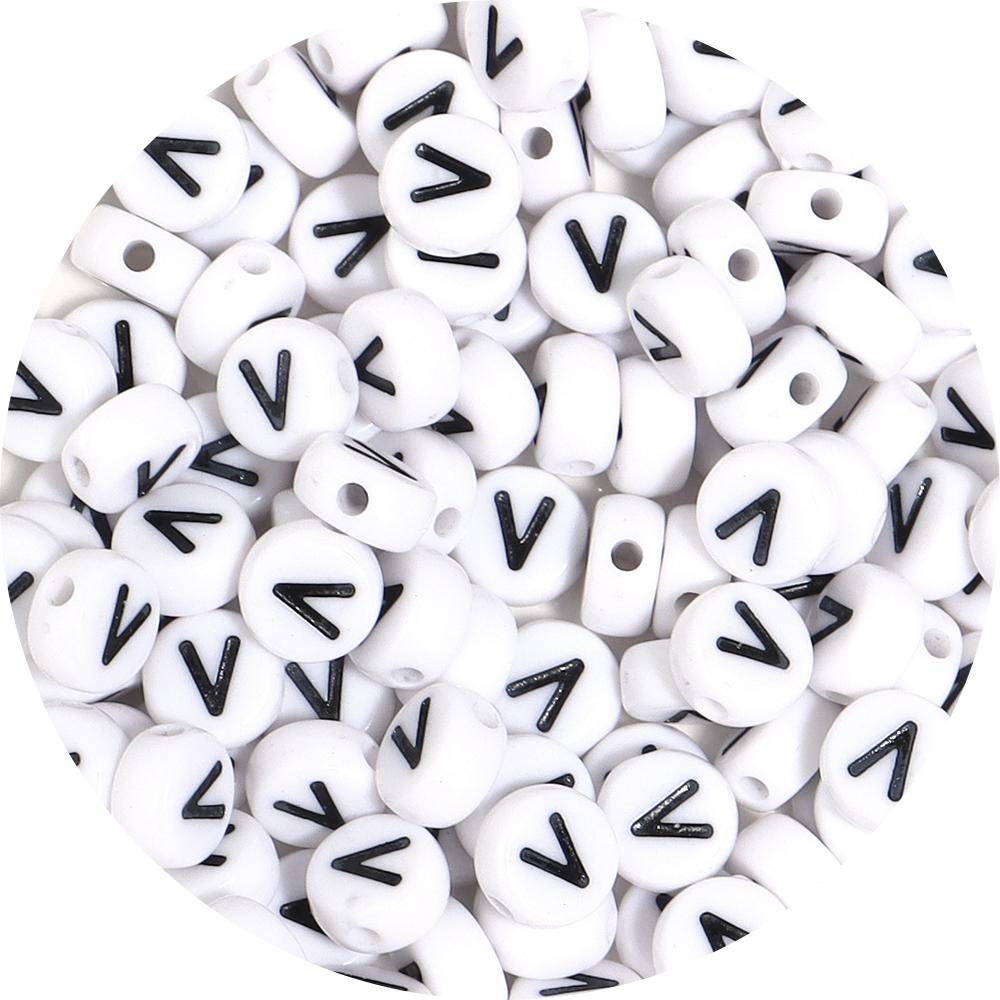 100Pcs 7mm Black White Acrylic Alphabet Beads Flat Round Loose Spacer Letter Beads For DIY Craft Bracelet Supplies Wholesale