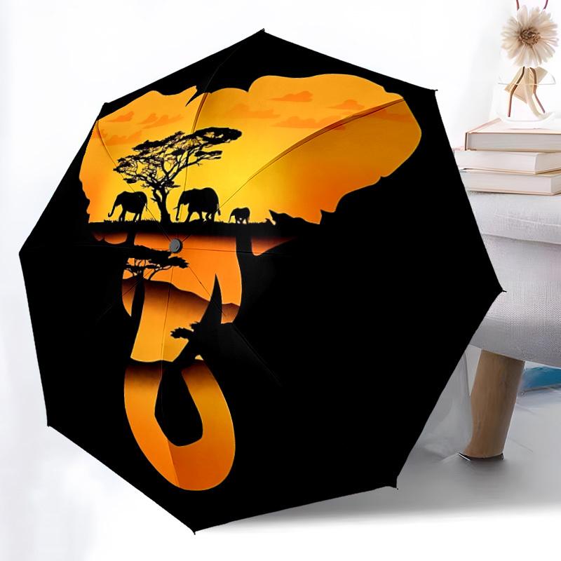 1pc African Safari Automatic Folding Umbrella - 8-Rib Compact Travel Umbrella Durable & Portable for Outdoor Use, Perfect Gift for Birthdays105