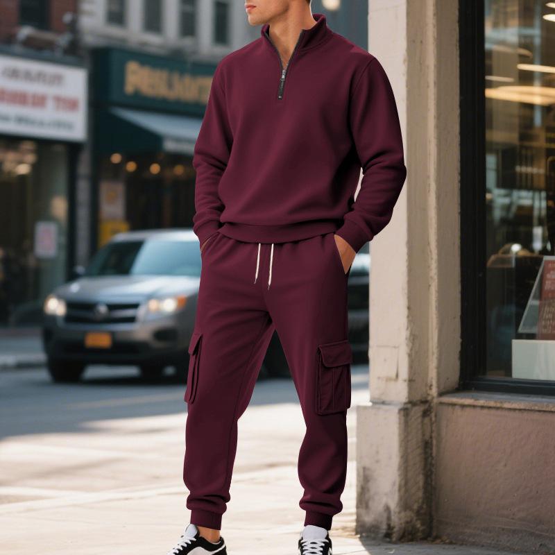 Set di pantaloni da lavoro casual da uomo Autunno/Inverno, stile vintage, foderati in pile, termici, con cerniera