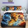 Flame Wolf  Pattern Bedding Quilt Set Quilt Cover Pillowcase Home Decoration  Gift (1 * duvet cover + 2 * pillowcase, without core)