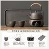 Household warm tea small set retro gilt kung fu tea set office living room one pot two cups coarse pottery beam pot