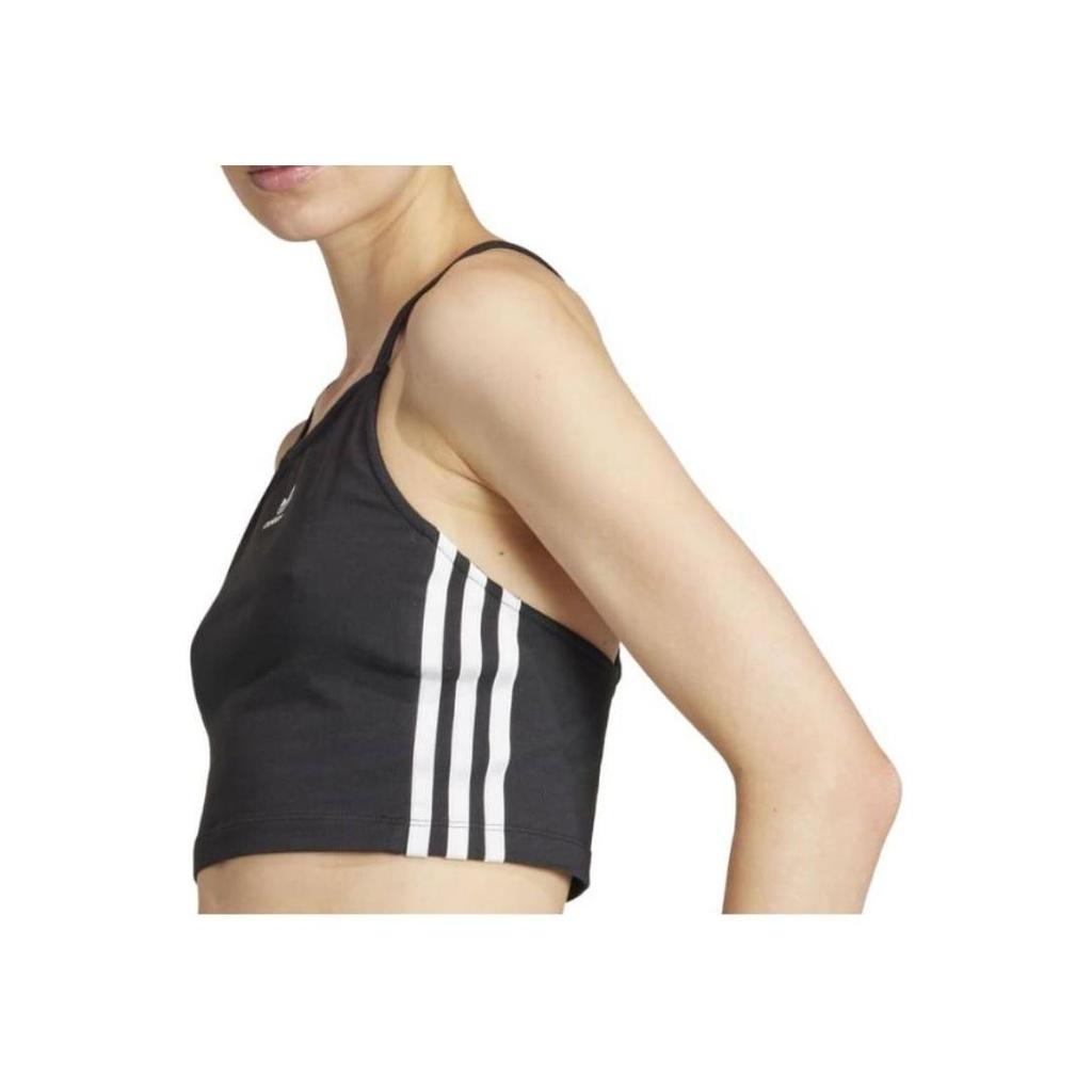 Adidas Originals Logo Three Stripes Short Sports Tank Top Casual Athletic Women Black IU2405