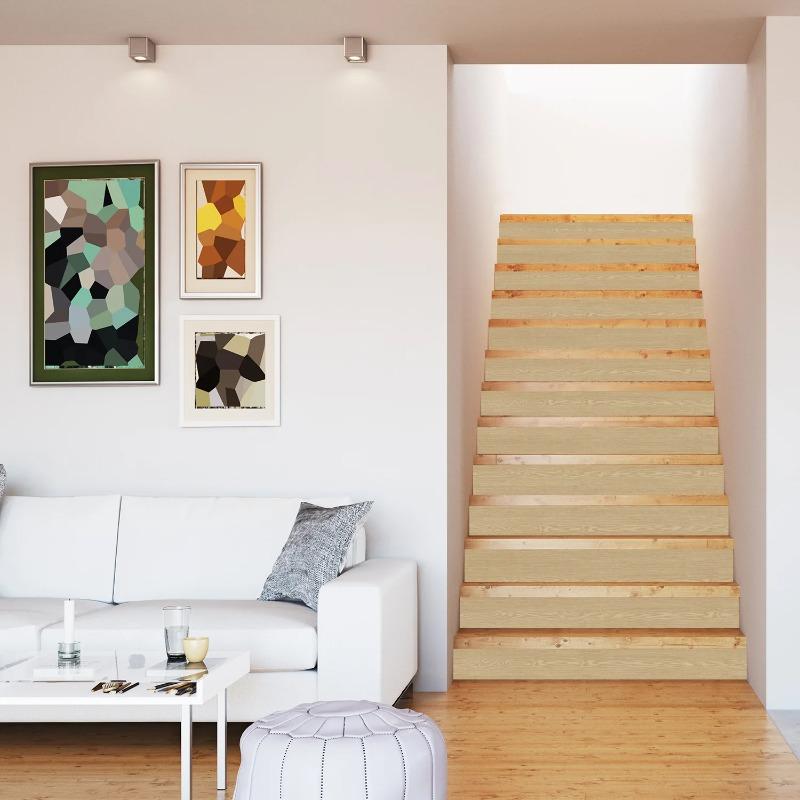 

6/13pcs Peel & Stick Vinyl Riser Stair Sticker Wallpaper Decal Vintage Wood Grain Staircase Upholstery Stairway Stickers 6pcs