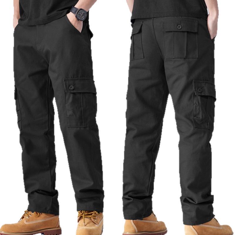 Men's Multi-Pocket Cargo Pants - Loose Fit, Straight Leg, Wear-Resistant, Ideal for Outdoor Sports and Work.