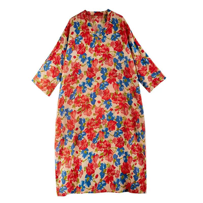 

XITAO Print Floral V-neck Dress ZMY1024 One Size оранжевый