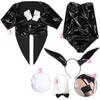 Black Bunny Girl Cosplay Costume Set, Halloween Party Fancy Dress, Anime Bunny Suit with Ears for Women