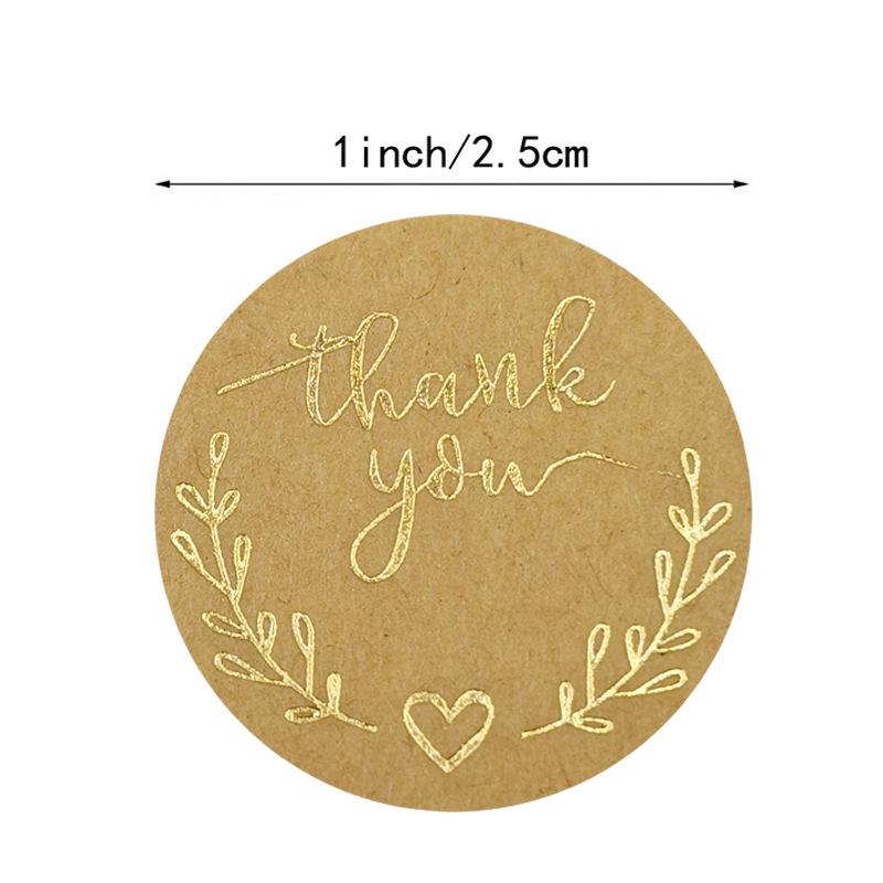 Kraft Paper Olive Branch Thank You Stickers for Festivals and Gifts