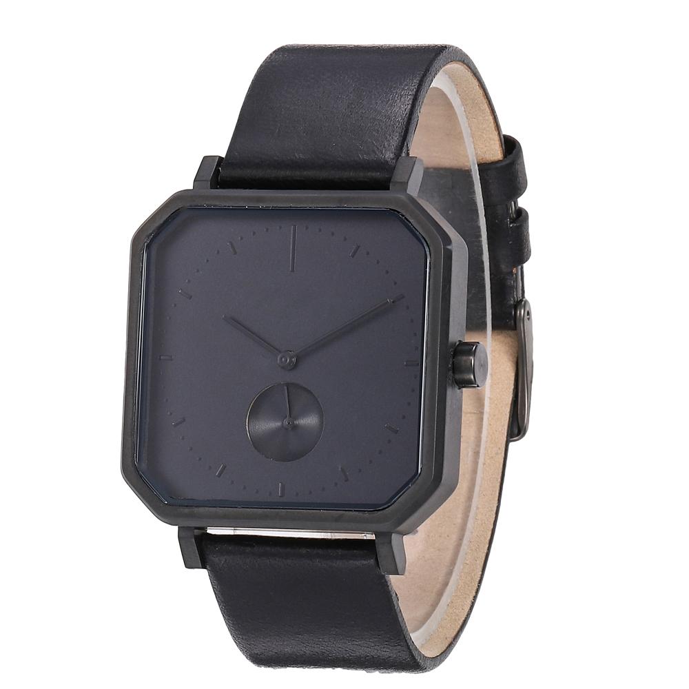 Sleek Minimalist Square Dial Waterproof  Chronograph Quartz Montre Watches for Men With Auto Date чёрный