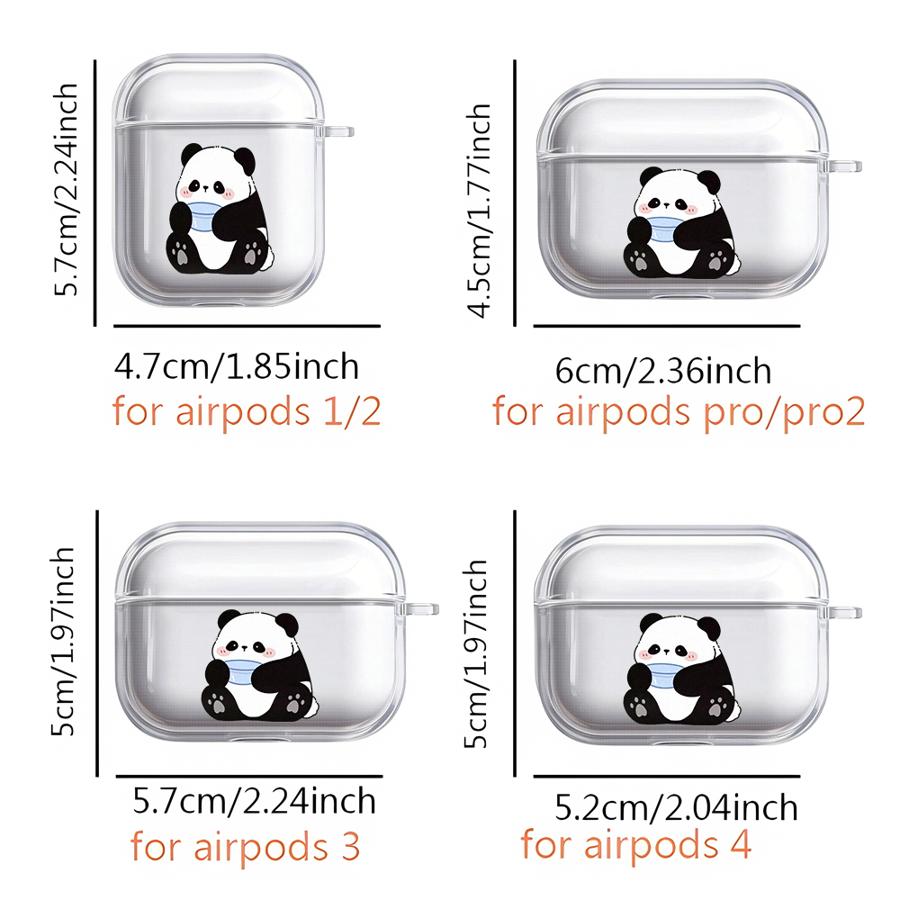 Süße Panda Transparente Kopfhörerhüllen Hülle für Airpods 3 Pro2 Pro3 4 Pro 1 2