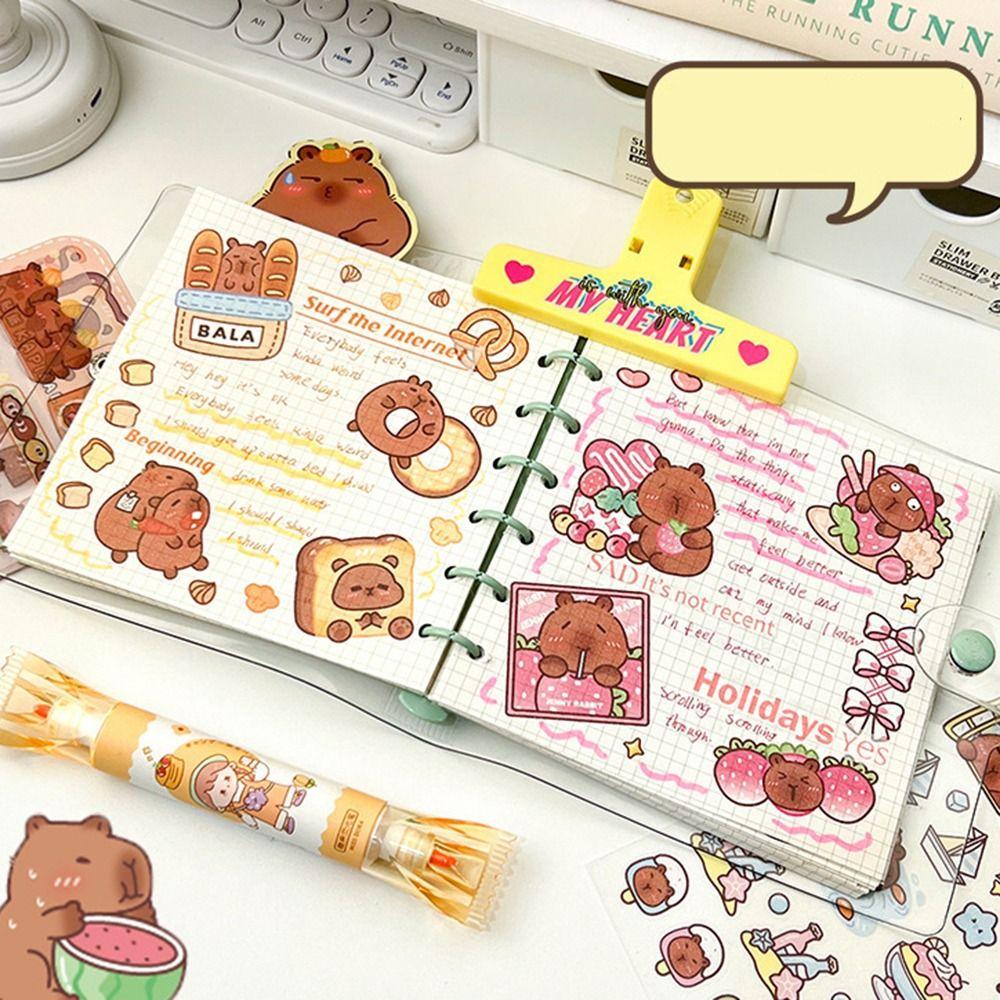 4 Pcs/bag Cartoon Capybara Sticker Creative Capybara Ledger Material  Scrapbooking