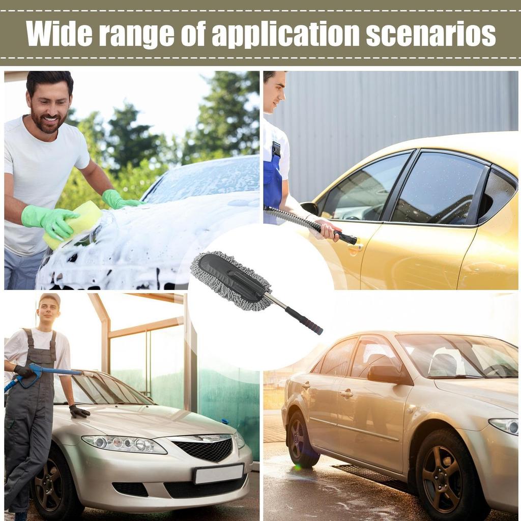 Prachovka na auto, Kartáč na čištění auta z mikrovlákna, Nástroj na odstraňování prachu z interiéru a exteriéru s teleskopickou rukojetí, Proti poškrábání