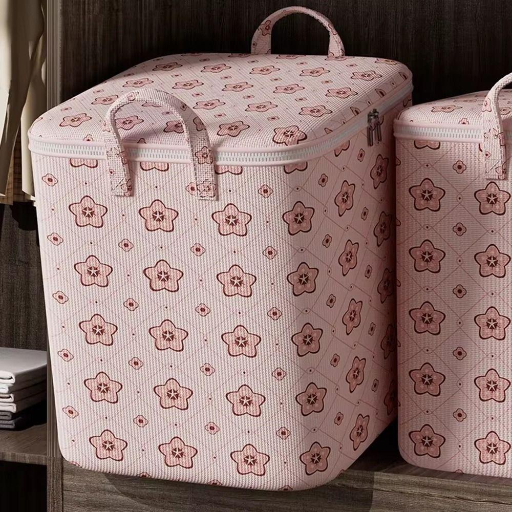Cherry Blossom Pattern Clothes Quilt Storage Bag Non-woven Fabric Quilt Sorting Bag  Dormitory