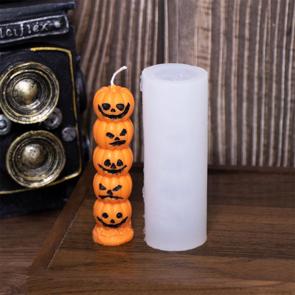 Halloween Gestapelte Kürbis Kerzenform DIY Handgemacht Böser Kürbis Totenkopf Pflanze Harz Gipsform Handwerk Party Dekoration