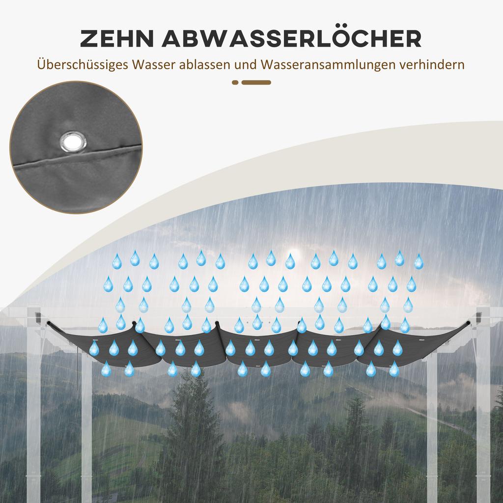 Retractable Pergola Cover, 2.55 X 2.5 M Replacement Canopy Fabric for 3 X 3 M Frame, Roof Top Only, Dark Grey