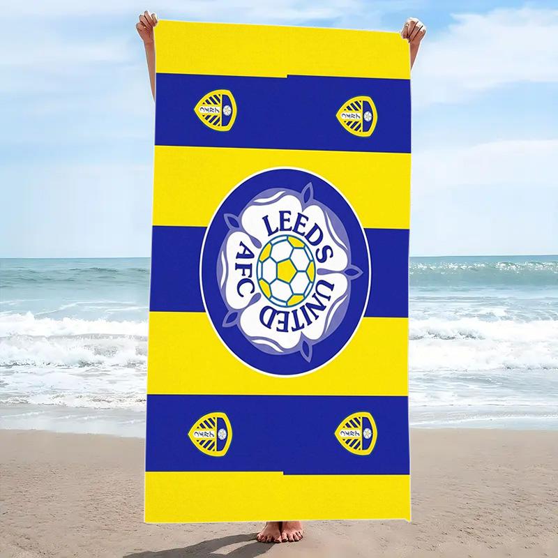 Leeds United Print Beach Towel, Large Soft Quick Dry Towel for Beach Camping Swimming