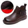 Leder Kurzstiefel für Damen, Neue Styles für Herbst und Winter, Lässige High-Top Schuhe, Retro Flache Schuhe