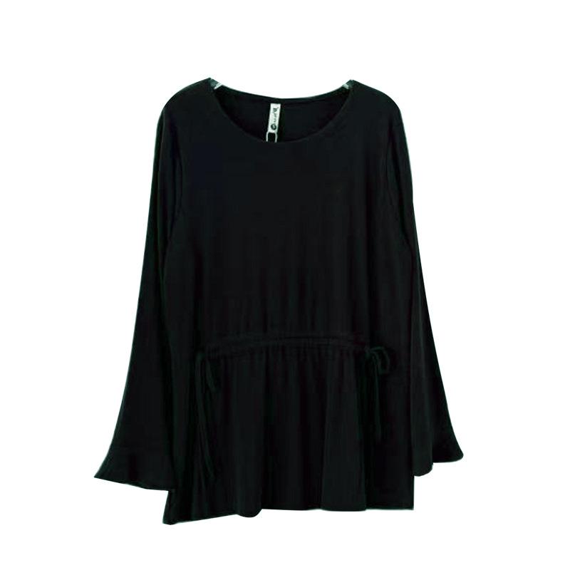 Plus Size Autumn Round Neck Ribbed Pullover Base Layer for Women - Slimming & Versatile