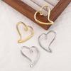 Exaggerated Metal Hollow Heart Shaped Earrings Necklace Set for Women Girls Fashion Gold Color Clavicle Chain Necklace Jewelry