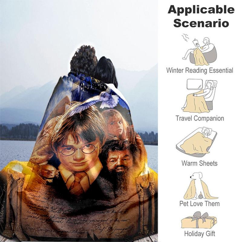 1pc Hogwarts Acceptance Letter Cartoon Blanket,Portable Throw for Travel & Camping, All Season Cozy Blanket,Ideal Gift