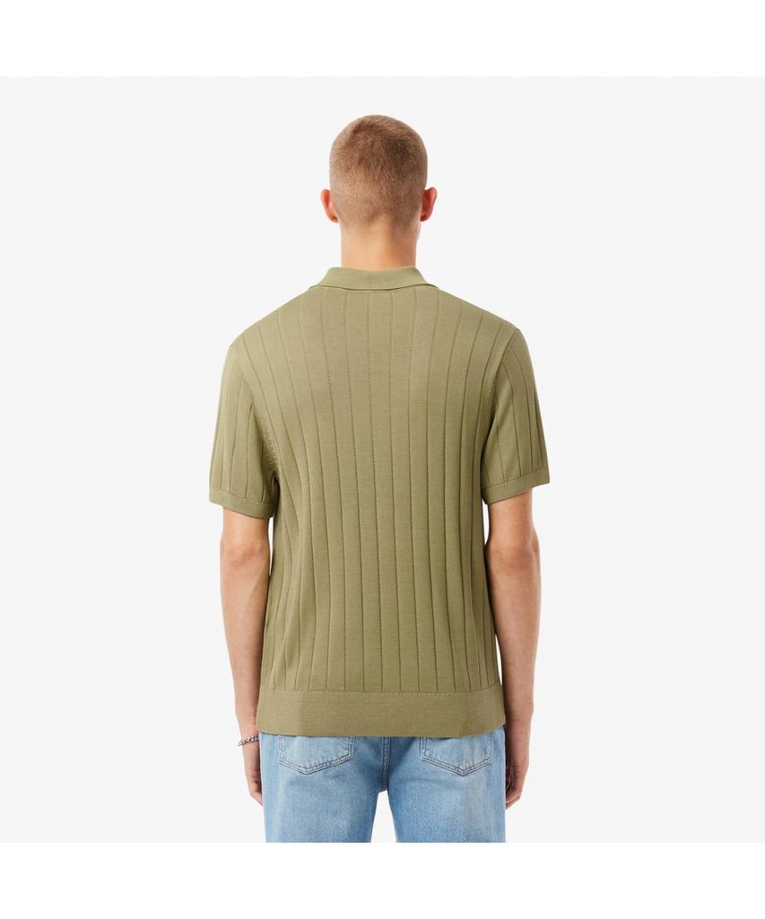 LACOSTE Men'S Cotton Rib Short Sleeve Polo Sweater Ah5339-55N E9F