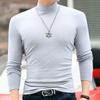 2023 New Spring and Autumn Fashion Trend High Neck Slim Fit Long Sleeve Underlay Simple Solid Color Versatile Men's T-shirt