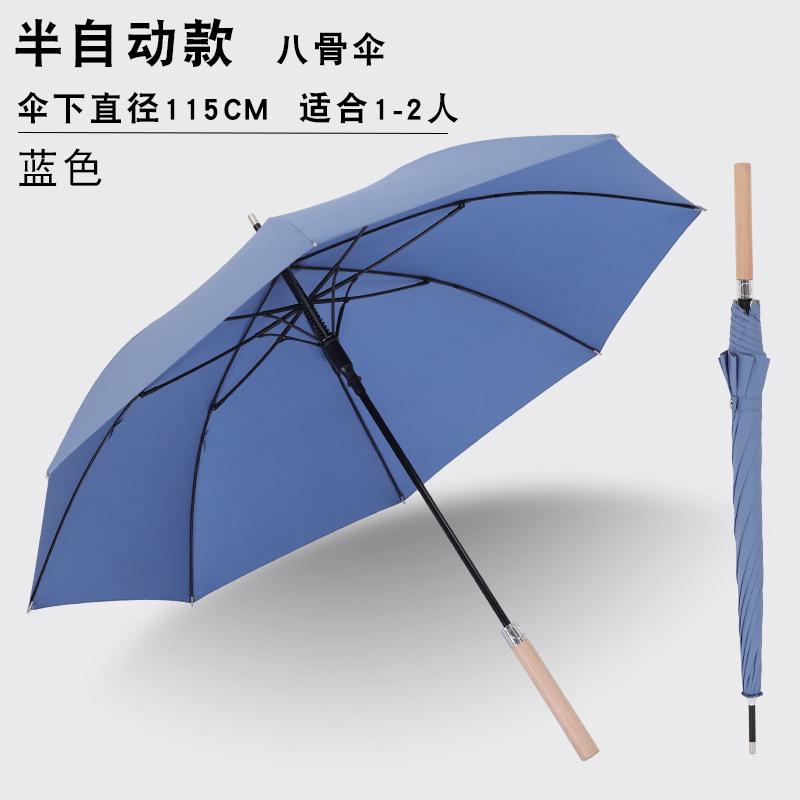 New 8-bone automatic solid wood long-handled straight pole umbrella men's business gift umbrella pattern