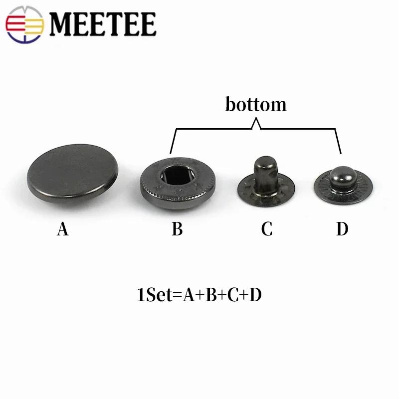 20Sets Meetee Snap Fasteners 10-25mm Metal Snaps Press Studs Buttons for Sewing Jacket Coat Leather Craft Hardware Accessories