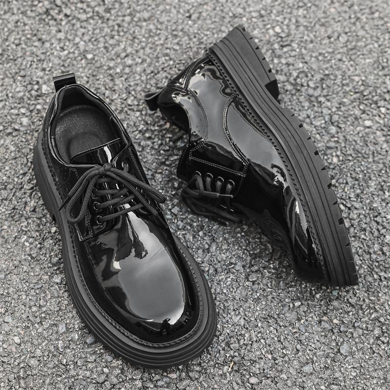 Fashion Men's Classic Retro Oxfords Shoe Mens Lace-up Business Dress Office Leather Shoes Men Glossy Fashion Wedding Party Flats Shoe