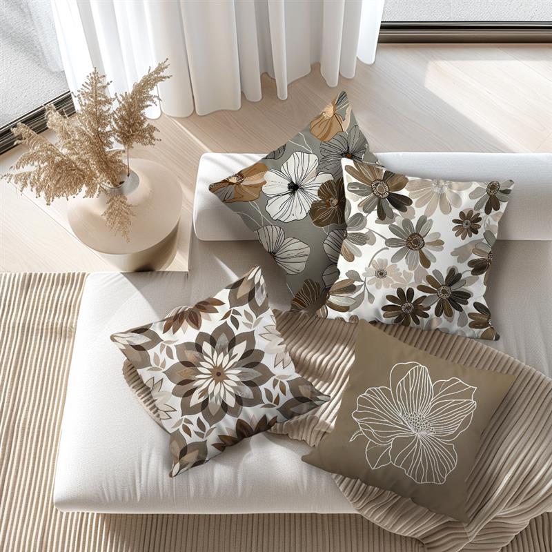 Geometric Flowers Cushions Pillowcase Printed Polyester 45X45Cm Throw Pillow Cover Decorative Sofa Cushion Pillowslip Home Decor