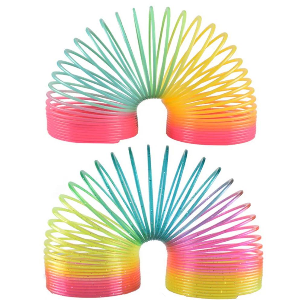 Rainbow Circle Fun Folding Toy Material Spring Coil Children's Creative Magic Party Party Funny Tool Colorful Elastic Pen Holder