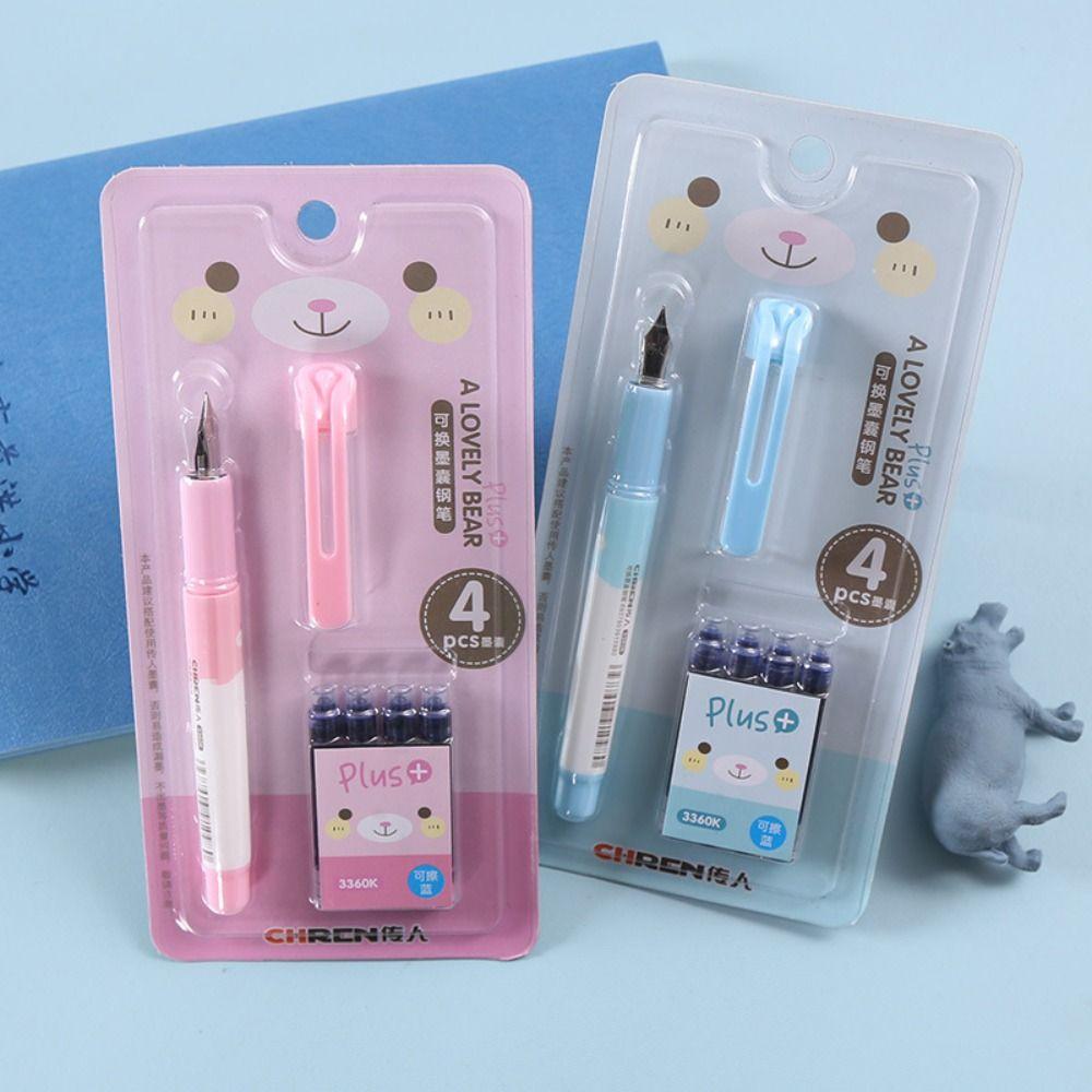 0.38mm Erasable Fountain Pen (1 Pen 4 Ink Sacs 1 Pen Cap) Ink Writing Pen Fountain Pen Set  Office