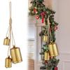 Christmas Cow Bell Metal Brass Bell with Jute Hanging Rope Home Party Xmas Decor