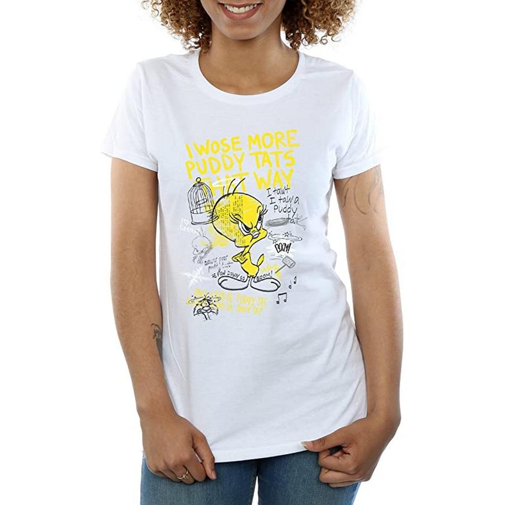 Looney Tunes Damen/Damen More Puddy Tats Tweety Baumwoll-T-Shirt