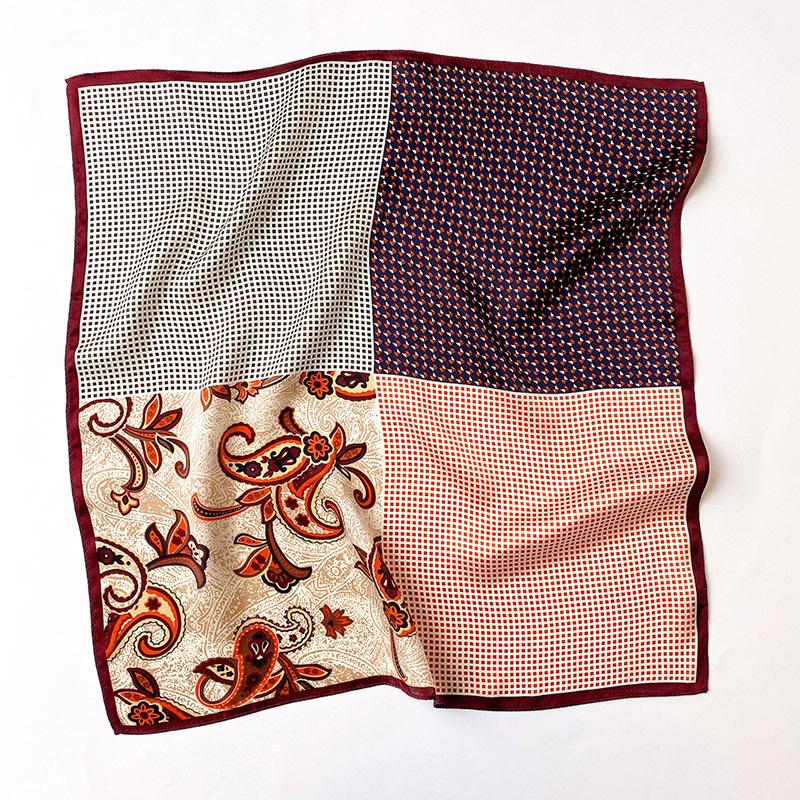 

Women s Fashion Silk Neck Scarf - Small, Lightweight Mulberry Silk Square for Spring & Autumn. 53x53 cm вина червоного кольору