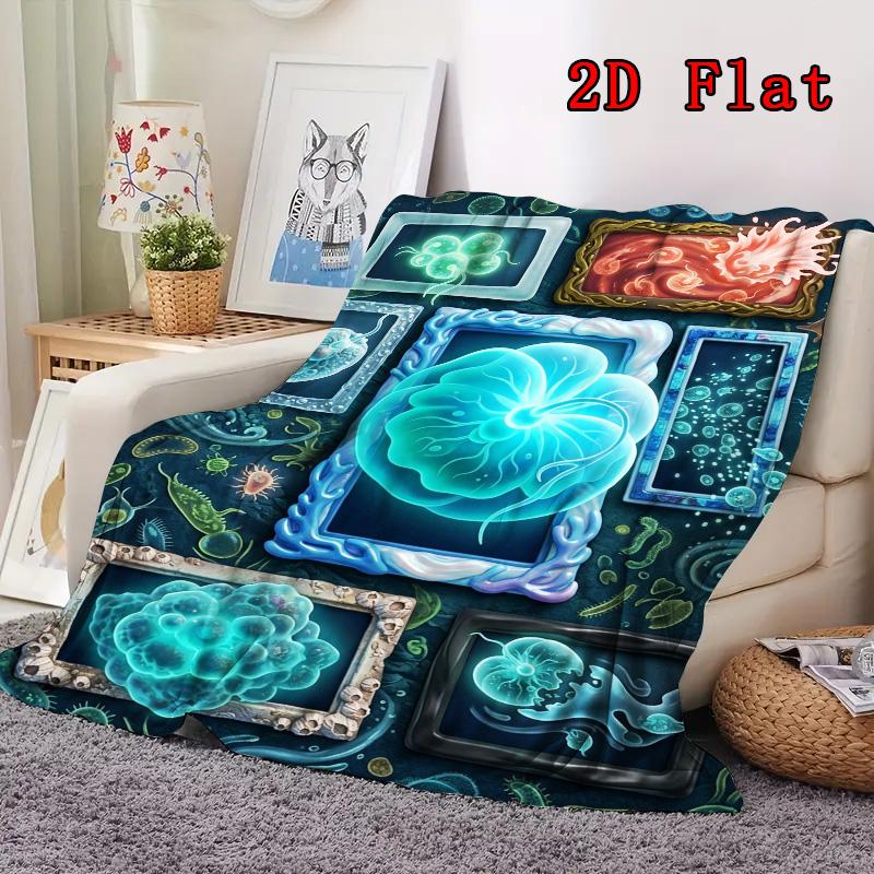 Microbial Artistry 2D Flat Pattern Flannel Blanket, High Quality All Seasons, Home Decor, Warmth and Comfort, Perfect for Christmas Gifts.