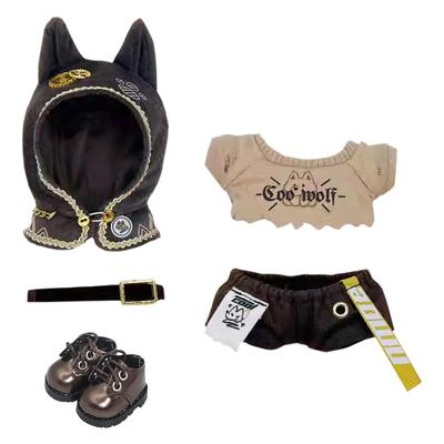 Niannyyhouse 10cm, 15cm, 20cm Plush Clothes: Cloak, T-shirt, Pants, Belt, Shoes, Wolf Ear Outfit, Cotton Doll Clothes, Dress-Up (10cm)