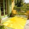 Bright Yellow Floral Art Area Rug Abstract Petal Pattern Floor Carpet for Balcony Patio  Living Room Backyard Housewarming Gift