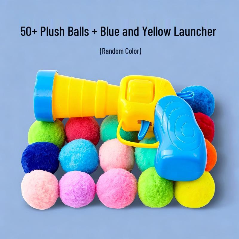 Plush Ball Launcher: Cat Self-Entertainment Toy with 3cm Silent Fur Ball