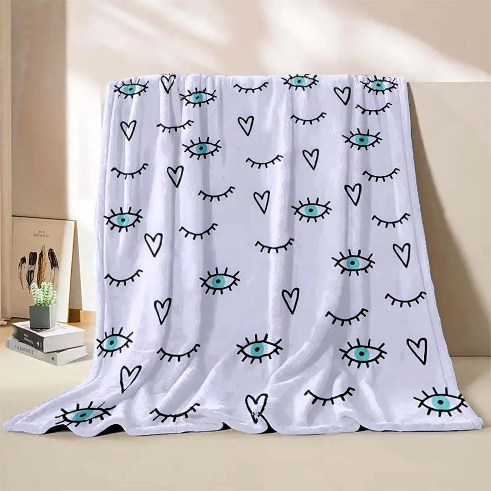 6 Sizes Cartoon Eyelashes Art Printed Believer Blanket Warm Soft and Comfortable Home Travel Blanket Office Sofa Blanket Gift