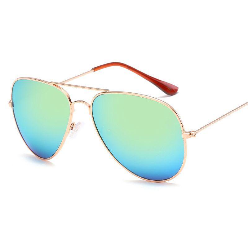 Lunettes de soleil de mode vintage surdimensionnées à verres miroir pour femmes et hommes avec monture en métal