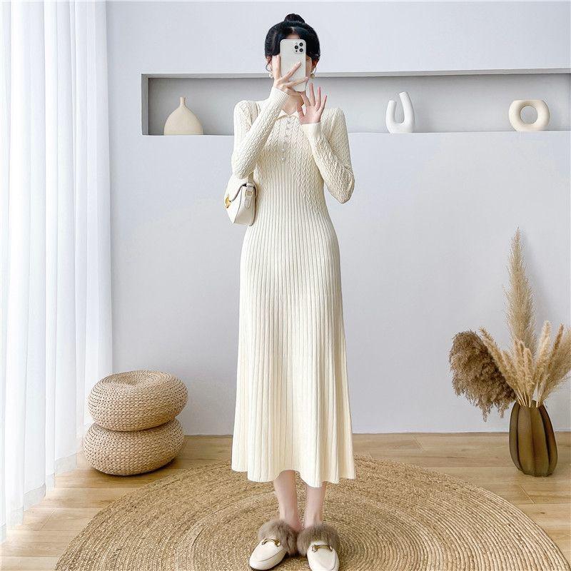 2025 Autumn/Winter French Knit Sweater Dress with Waist-Hugging Design for Women