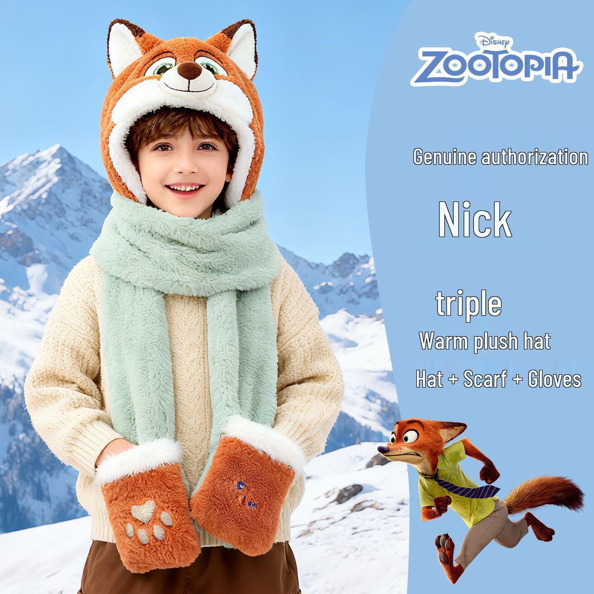 

Authentic Zootopia Plush Hat: Nick & Judy 3-in-1 Warm Hat L (Hat circumference 57cm) fits height above 140cm