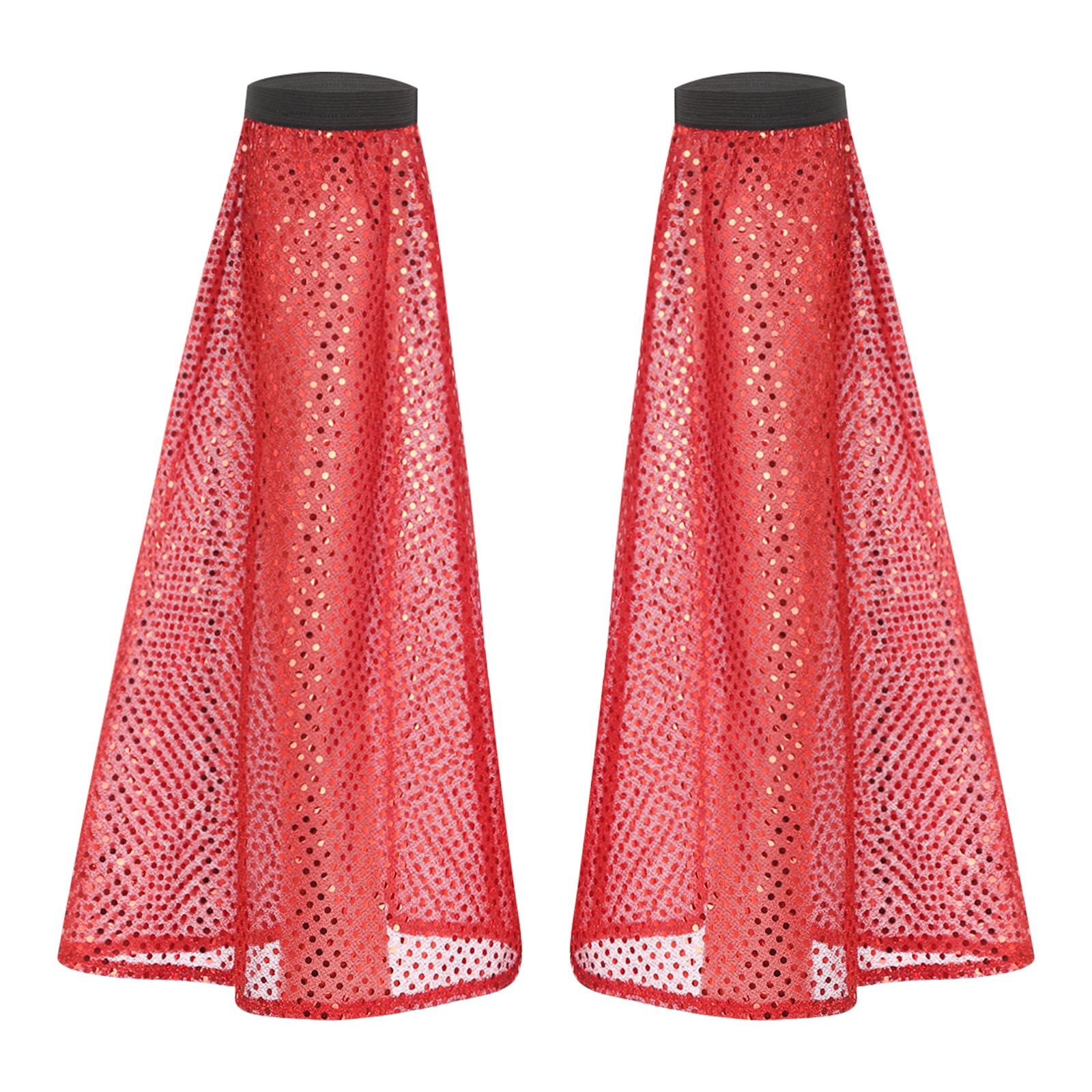 

Взрослые блестящие рукава для ног с пайетками, эластичная резинка, аксессуары для костюма для маскарадных вечеринок, Хэллоуина, выступлений, широкие накладки на ноги One Size красный
