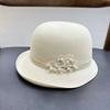 French handmade beads fine grass sunscreen bucket hat women's summer sunshade travel straw hat vacation travel elegant small pot hat