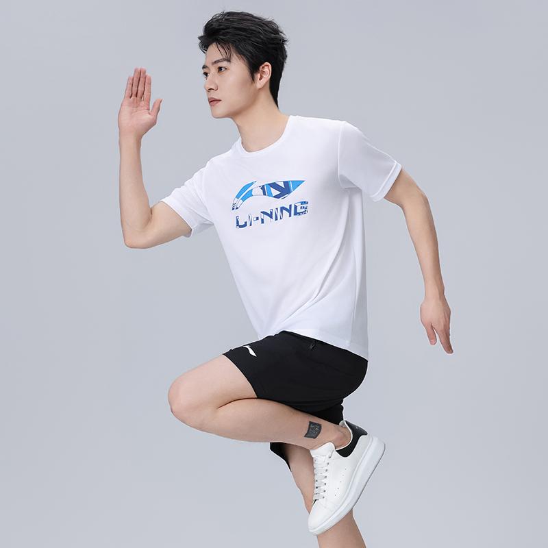 Li Ning Loose Fit Letter Print Pullover Short Sleeve T-Shirt Quick Dry Shorts Set Men Activewear AHSU975-2+AAPU225-1